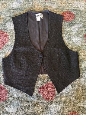 KRIZIA VINTAGE 100% SILK TEXTURED 1 BUTTON BROCADE VEST FLAWLESS GORGEOUS SZ 10